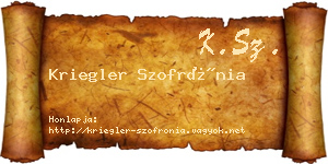 Kriegler Szofrónia névjegykártya